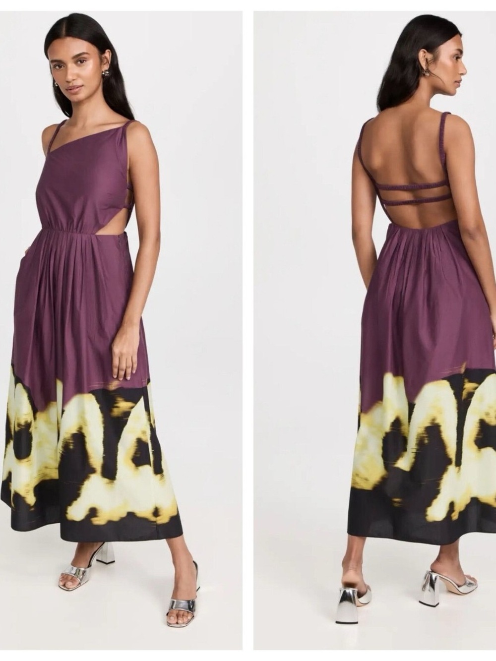Jonathan Simkhai Collene Poplin Open Back Strappy Midi Dress Purple Raisin NWT!